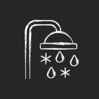 Taking cold bath or shower chalk white icon on dark background vector