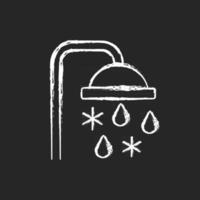 Taking cold bath or shower chalk white icon on dark background vector