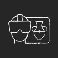 VR chalk white icon on dark background vector