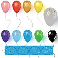 Realistic colorful balloons with confetti Realistic vector