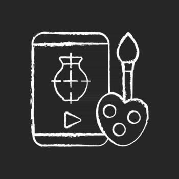 Drawing tutorials chalk white icon on dark background vector