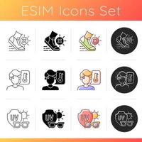 Sunstroke prevention icons set vector