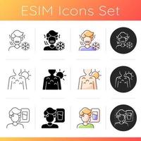 Heatstroke prevention icons set vector