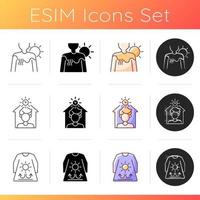 Sunburn and sunstroke prevention icons set vector