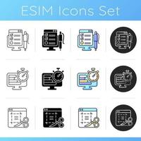 Remote work monitoring icons set vector