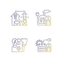 Electrical energy purchase linear icons set vector