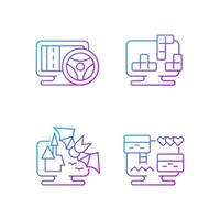 Life simulator games types gradient linear vector icons set