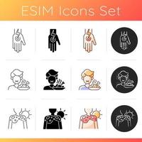 Sunstroke precaution icons set vector