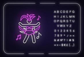 Dancing lady neon light icon vector