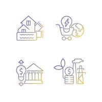 Renewable electrical energy gradient linear vector icons set