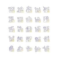 Energy purchase linear icons set vector