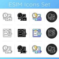 Online work monitoring icons set vector