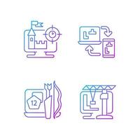 Online playing gradient linear vector icons set