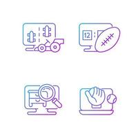 Sport simulators types gradient linear vector icons set