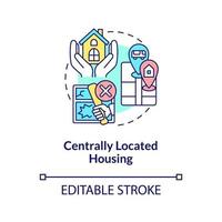 icono de concepto de vivienda ubicado en el centro vector