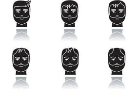 conjunto de iconos de glifo negro de sombra de caída de cabello vector