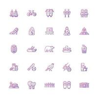 Taiwan gradient linear vector icons set.