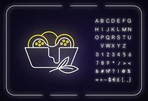 Cheese bread neon light icon vector