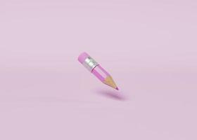 Pencil floating in pink background photo