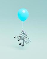 Shopping cart floating with balloon photo