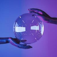 Crystal sphere with hands photo