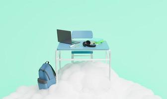 escritorio de la escuela en una nube