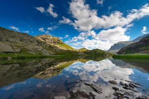 Small high mountain lake with transparent photo