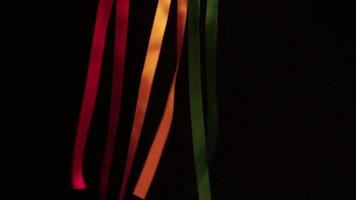 Colored ribbons moving through the air video