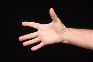 Finger signs of an adult man photo