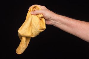 Cleaning cloth in one hand
