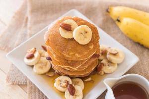 Almond banana pancake with honey photo