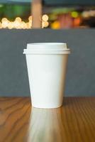 Hot coffee cup in coffee shop photo