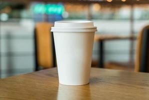 Hot coffee cup in coffee shop photo