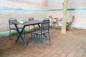 Empty wood chair in restaurant photo