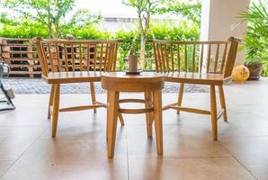 Empty wood chair in restaurant photo