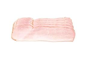 Sliced ham on white background photo