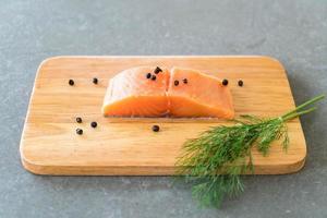 Fresh Salmon Fillet on board photo