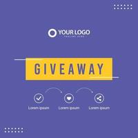 Giveaway social media contest vector template.