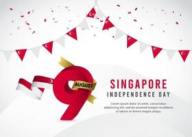 Singapore ribbon flag banners template. vector