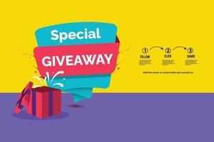 Giveaway social media contest vector template.