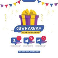 Giveaway social media contest vector template.