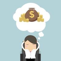 empresaria soñando con dinero. vector
