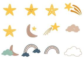 Cute Doodle Weather Icon Set vector