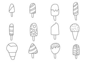 conjunto de helado de doodle vector