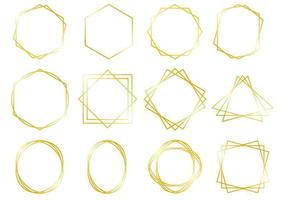 Set of Gold Geometrical Frames vector