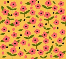 Seamless pattern with flowers and leaves. Vector illustration