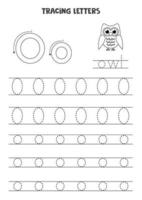 Tracing letters of English alphabet. Black and white worksheet. vector