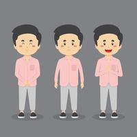 Muslim Casual Character with Various Expression vector