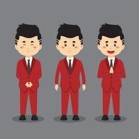 personaje de boda con varias expresiones. vector