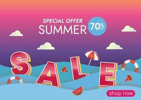 summer sale promotion on sunset beach vector